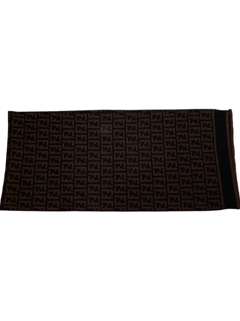 Fendi Vintage Zucca Pattern Knit Scarf Brown Black